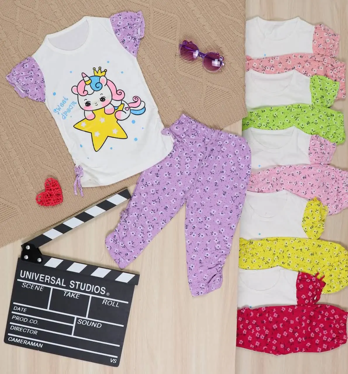 👫تیشرت و شلوارک چاپ اسب تک شاخ 👫
