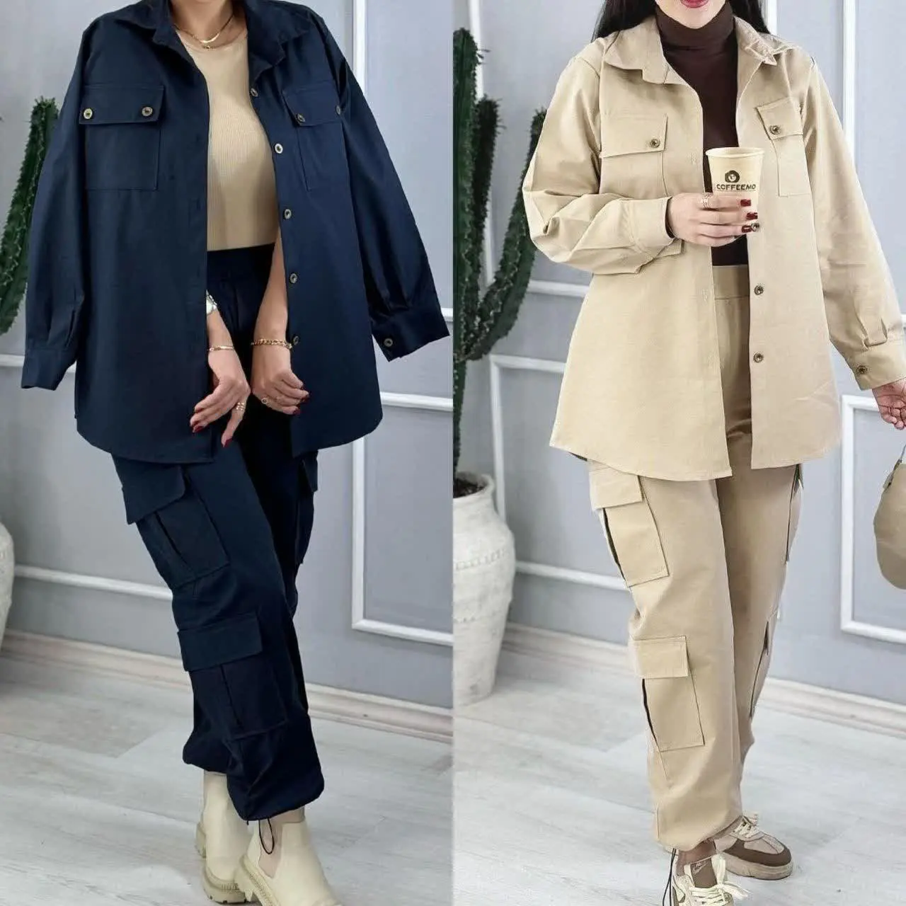 نام: ست مانتو و شلوار کارگو
