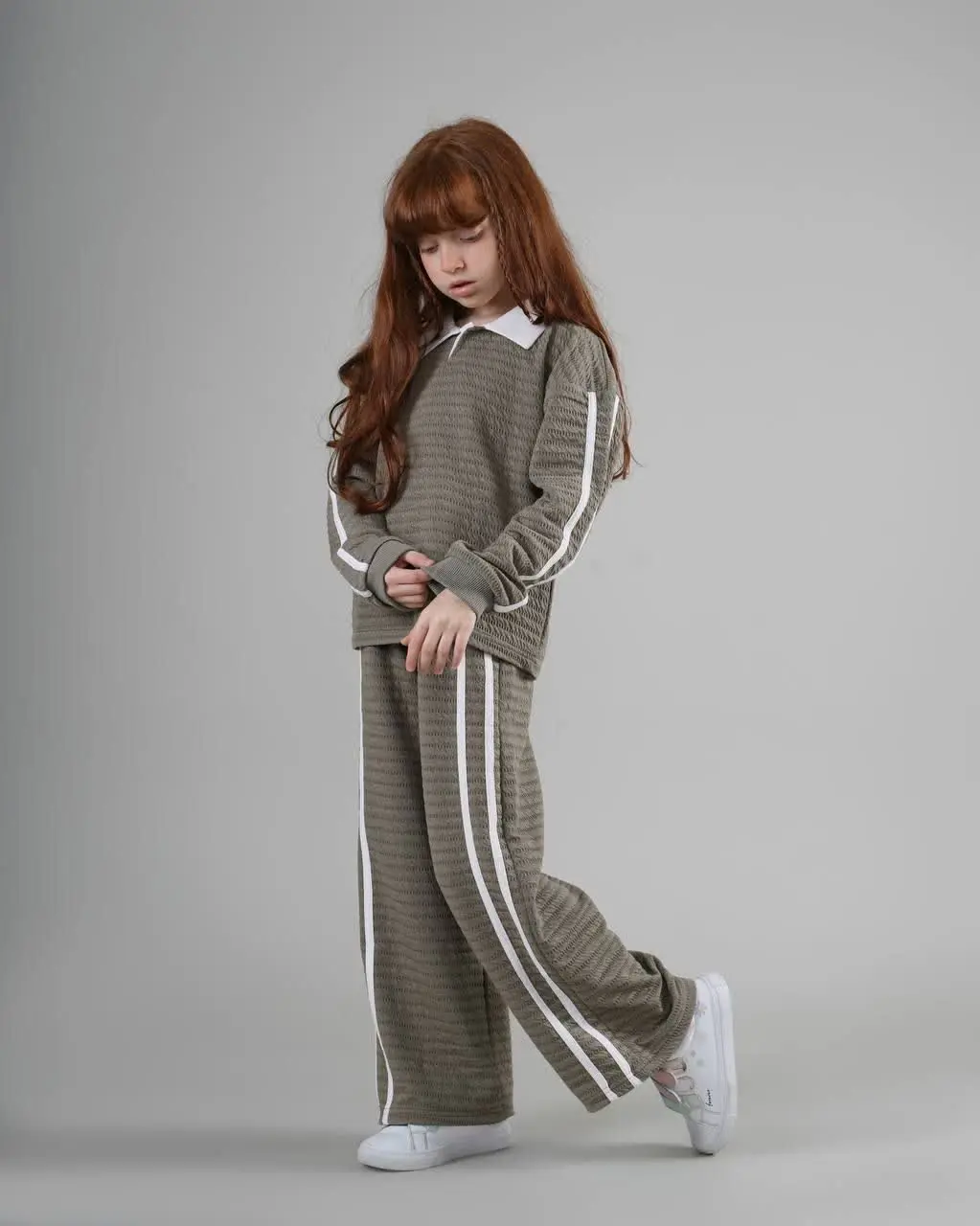 بلوز شلوار دخترانه یقه دار
