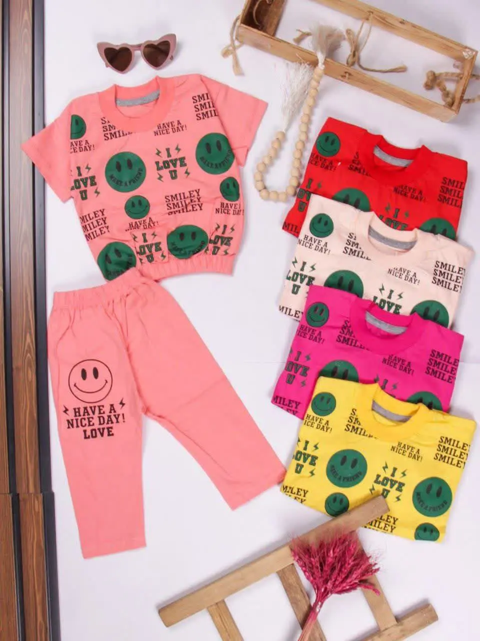 💢تیشرت شلوارک استیکر لبخند💢
