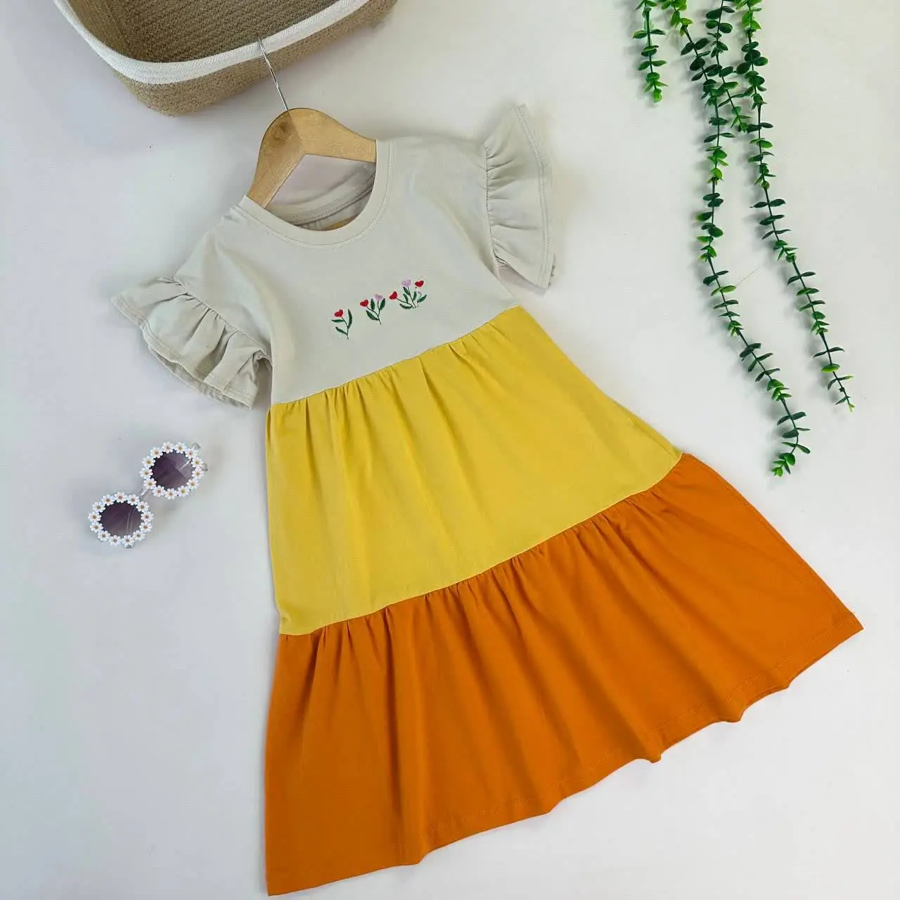 ✅ پیراهن گلدوزی گل قلبی جنس پنبه بسیار با کیفیت
