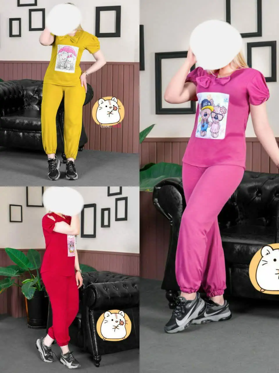 🖋نام: ست تیشرت شلوار استیکر دار دیانا
