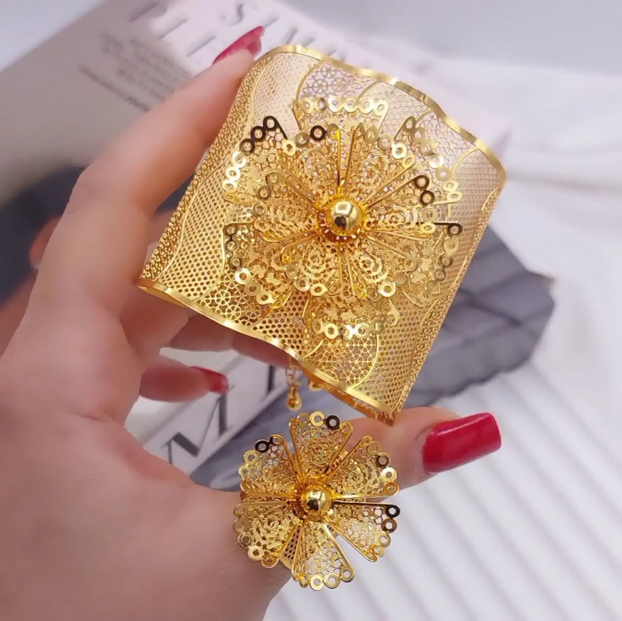 ست  دستبند انگشتر بحرینی جدید😍