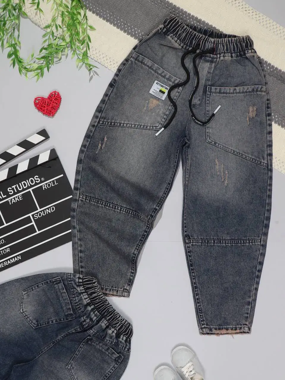 👫شلوار جین بالونی (آبی کثیف) 👫