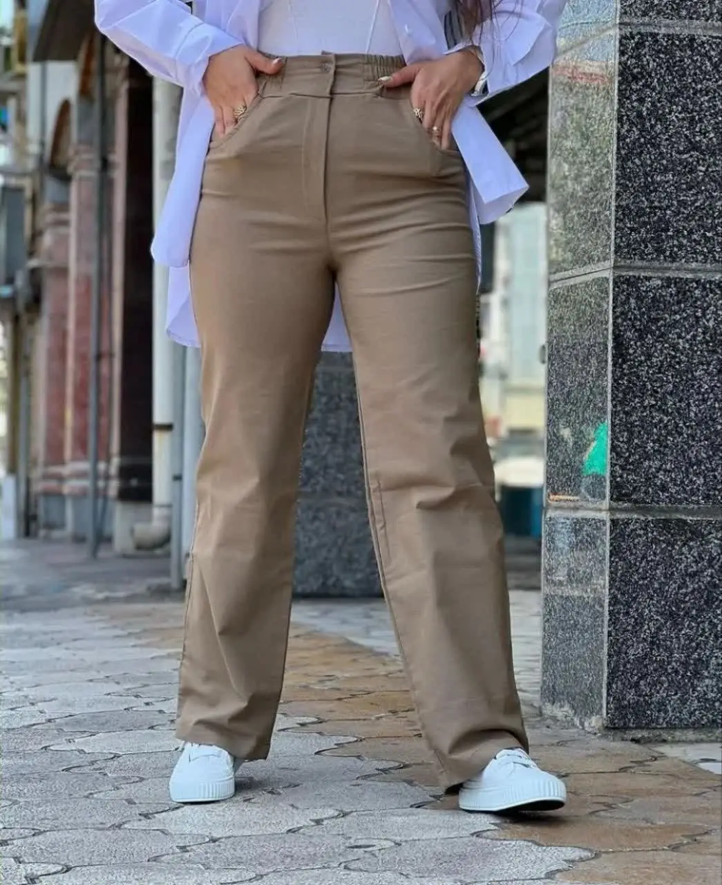 شلوار نیم بگ کتان