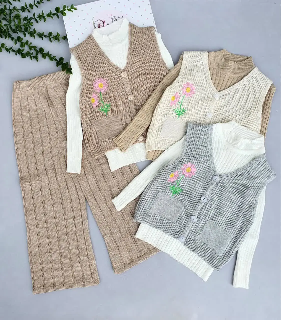 ست سه تیکه بافت دخترونه👧🏻