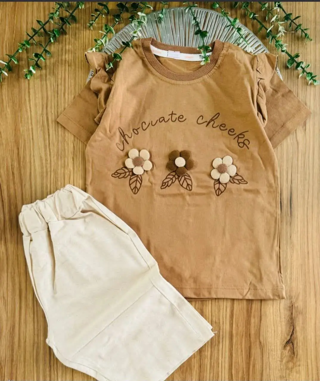 تیشرت و شلوارک دخترانه سه گل 💐