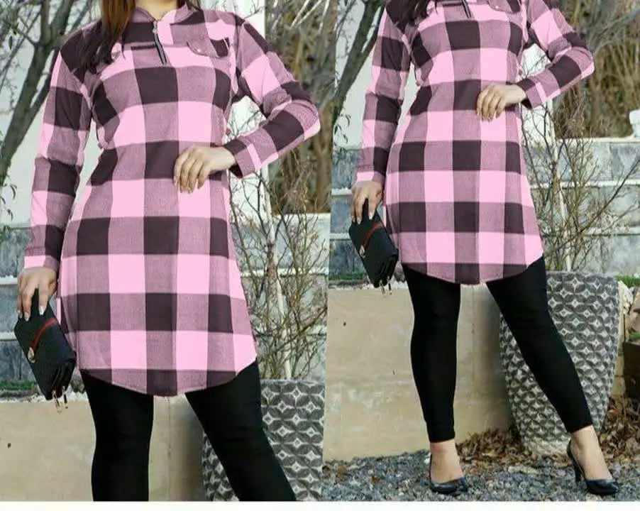 🌙نام: مانتو نیم زیپ چهارخونه
