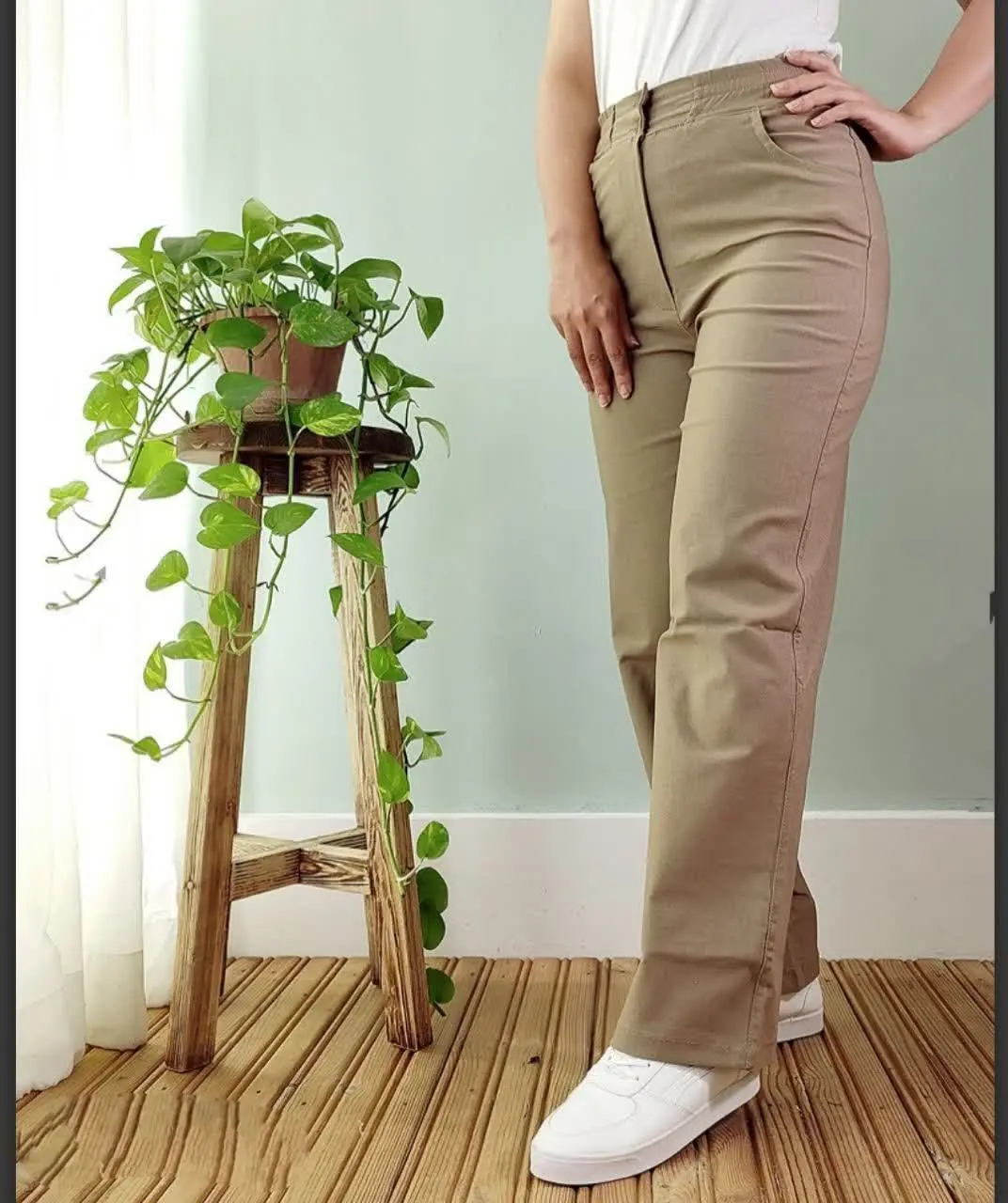 شلوار نیم بگ کتان