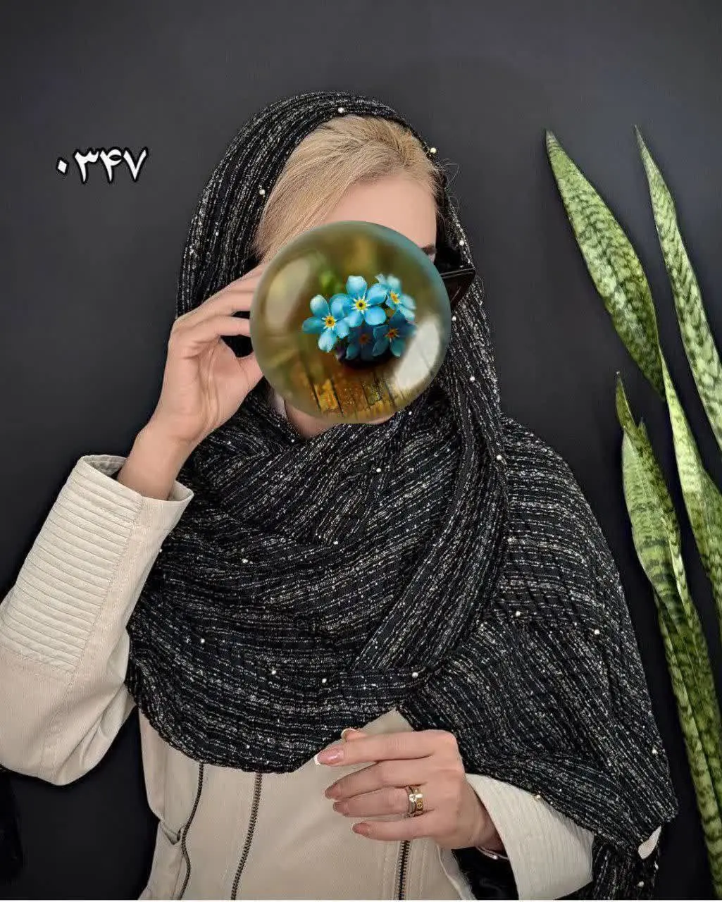 🐝شال نخ پلیسه برفکی اکلیلی