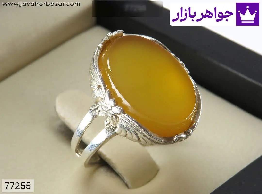 انگشتر نقره عقیق زرد طرح سر...