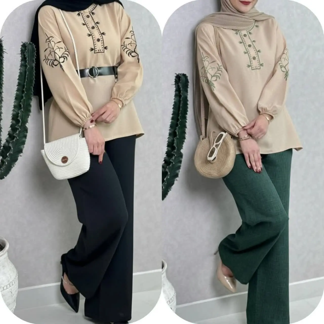 ست تونیک شلوار گندم