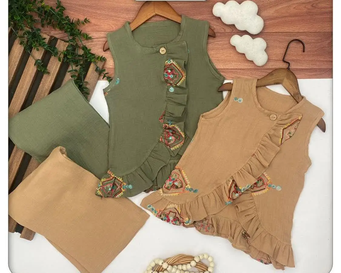 تاپ شلوار موسلین دخترانه 
