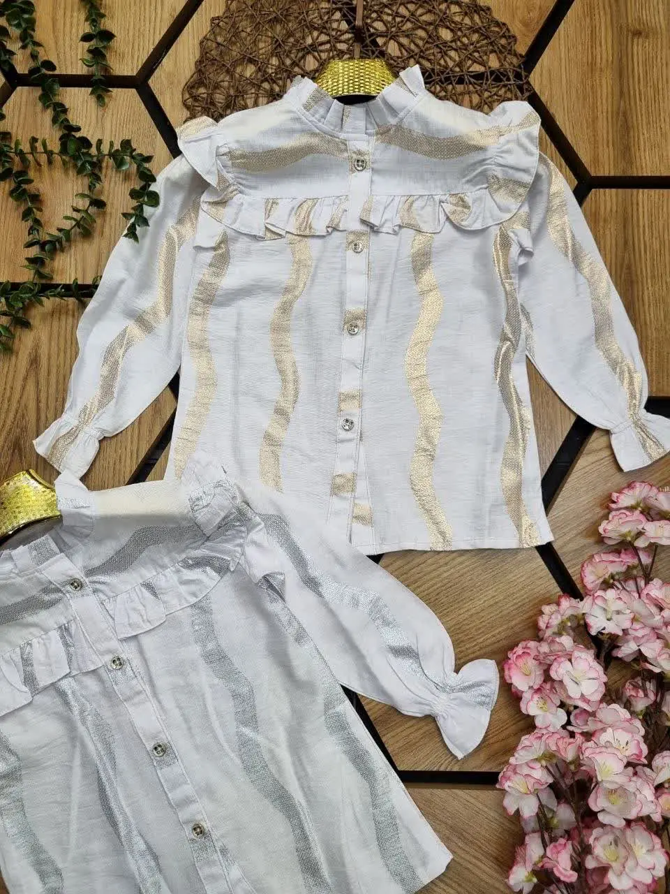 🌺شومیز بابوس طلاکوب دخترانه👩