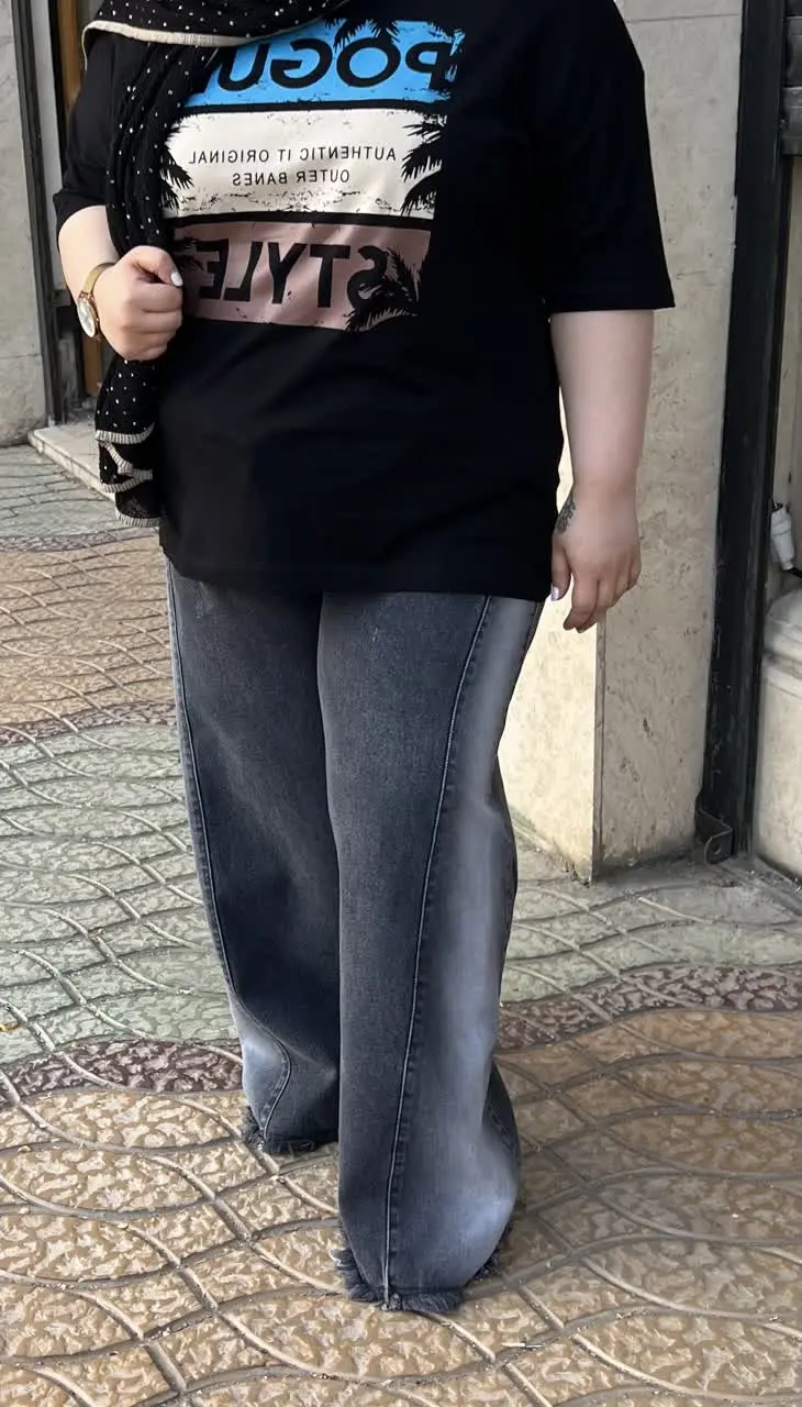 ✅شلوار جین مدل شافل رنگ دود...