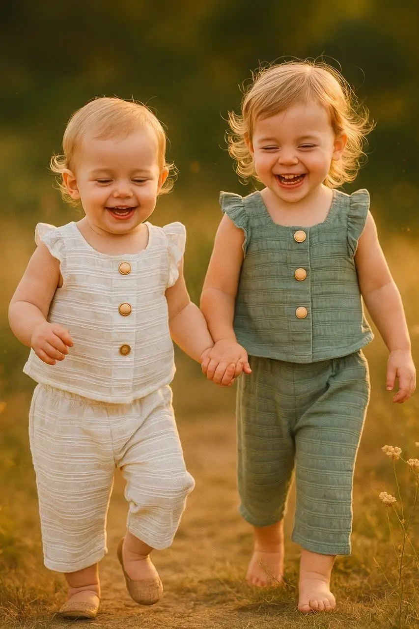 😍کراپ و شلوارک دخترانه دکمه دار😍
