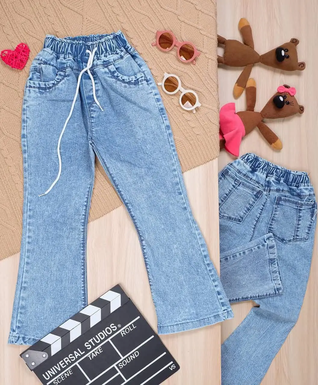 👫شلوار جین آبی دخترانه دمپا بوتکات👫
