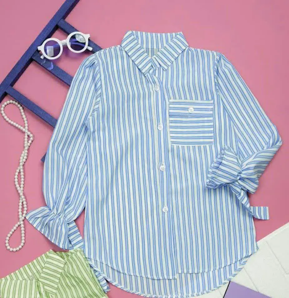 🧶شومیز راه راه تک جیب
