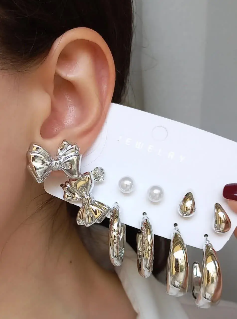 پک گوشواره پاپیون و قطره🎀💧