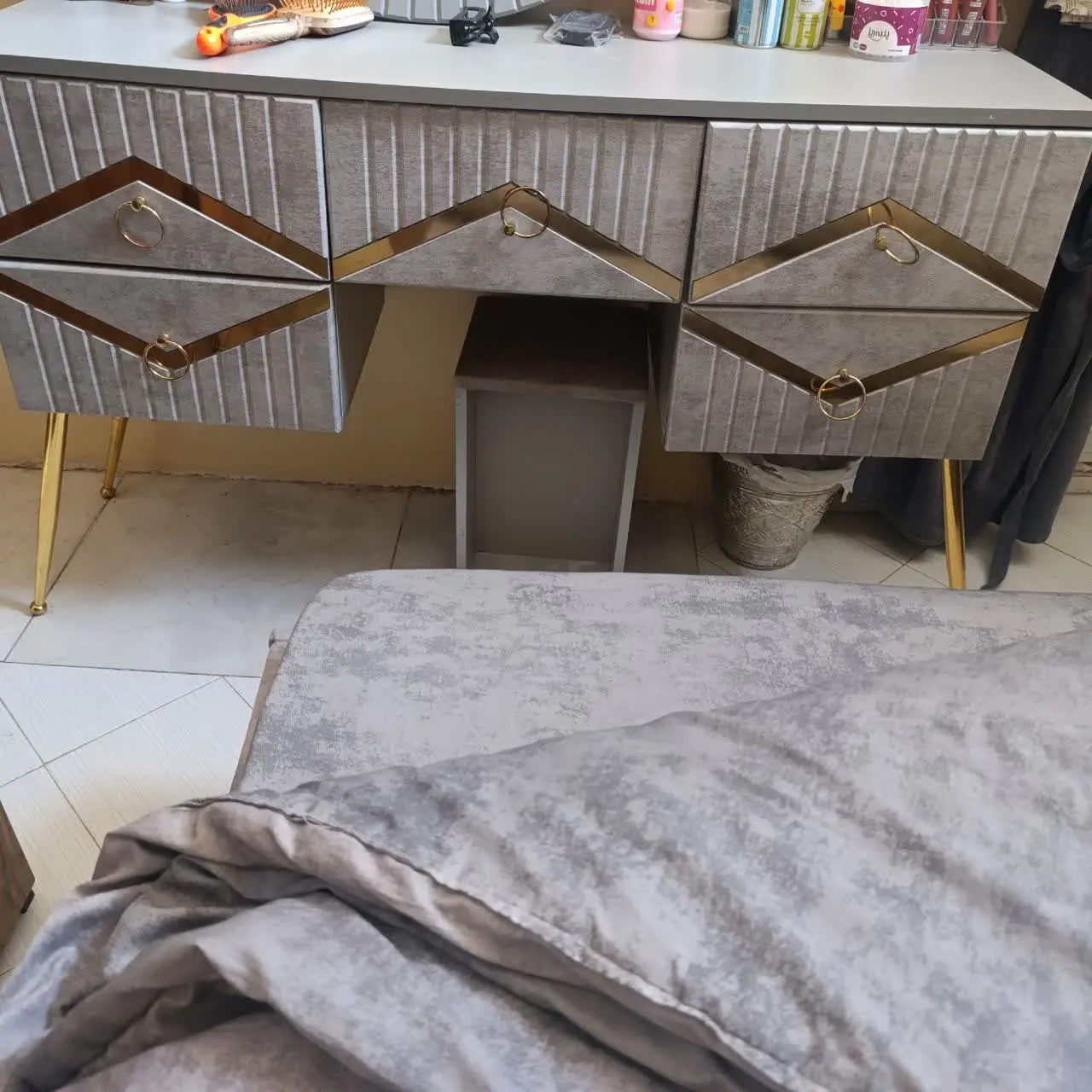 ✅میز آرایش طوسی تک