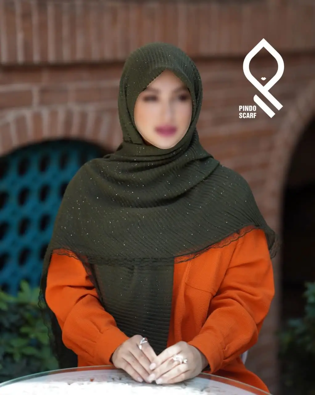 🌵 روسری نخی پلیسه مربعی اکل...