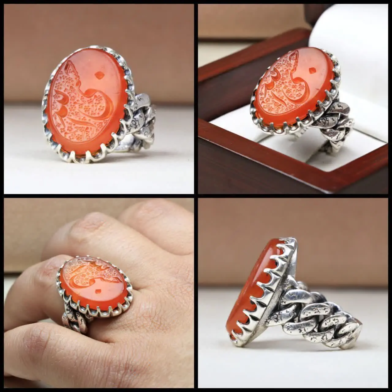 💎انگشتر عقیق سرخ مردانه