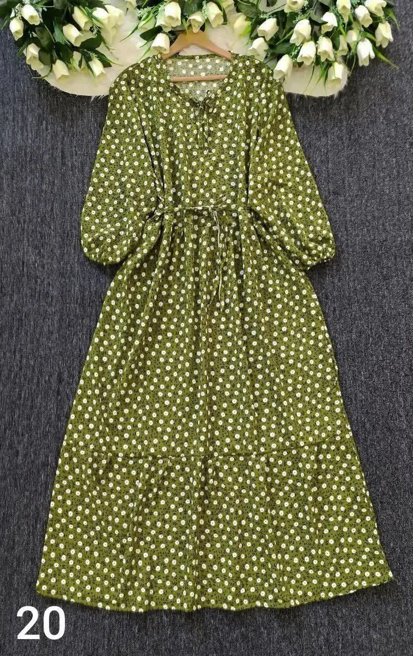 پیراهن ساحلی کرپ پفکی