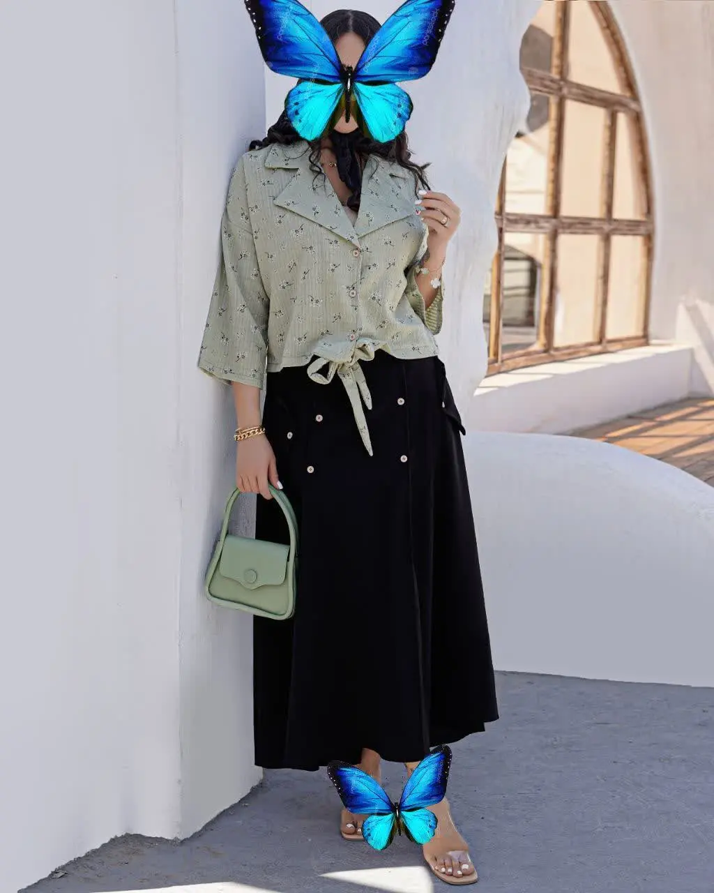  نام: ست شومیز و دامن‌گل گچی
