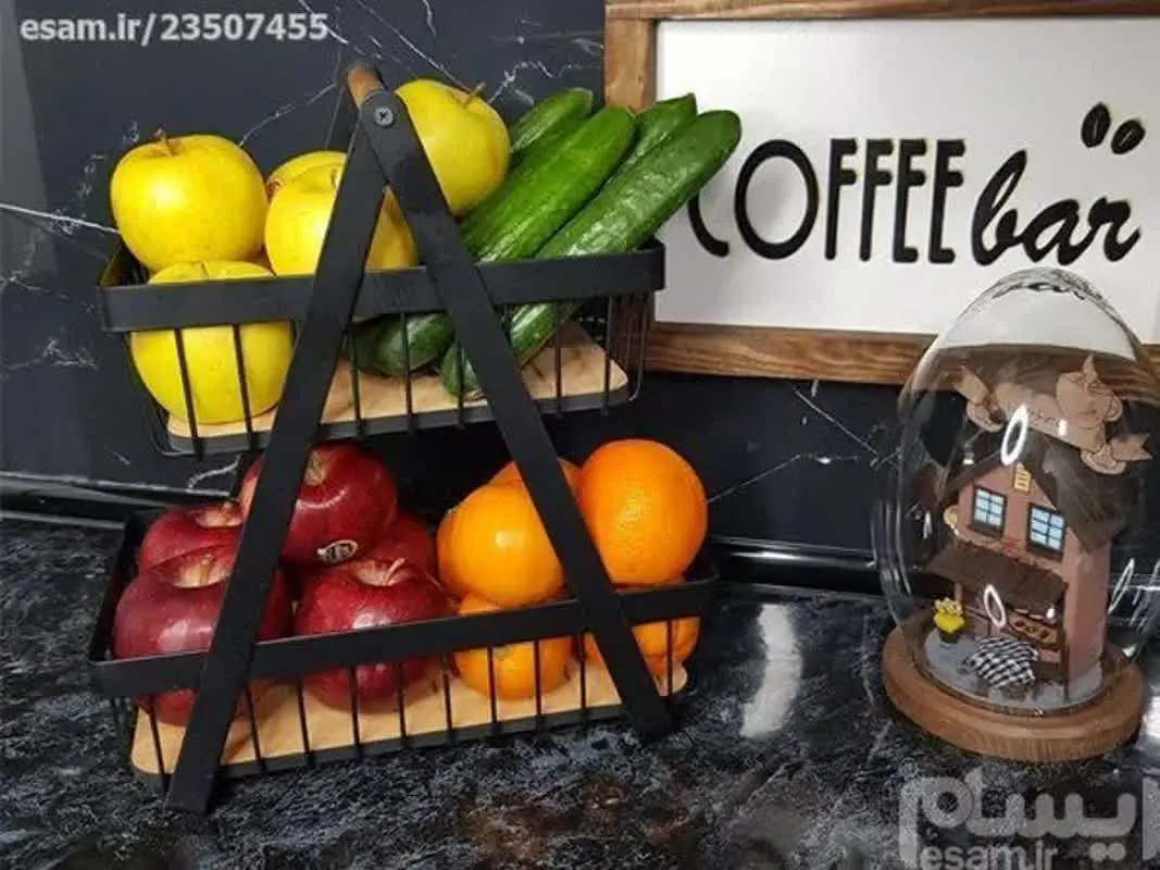 استند دوطبقه مشکی کف چوبی تهیه شده از
