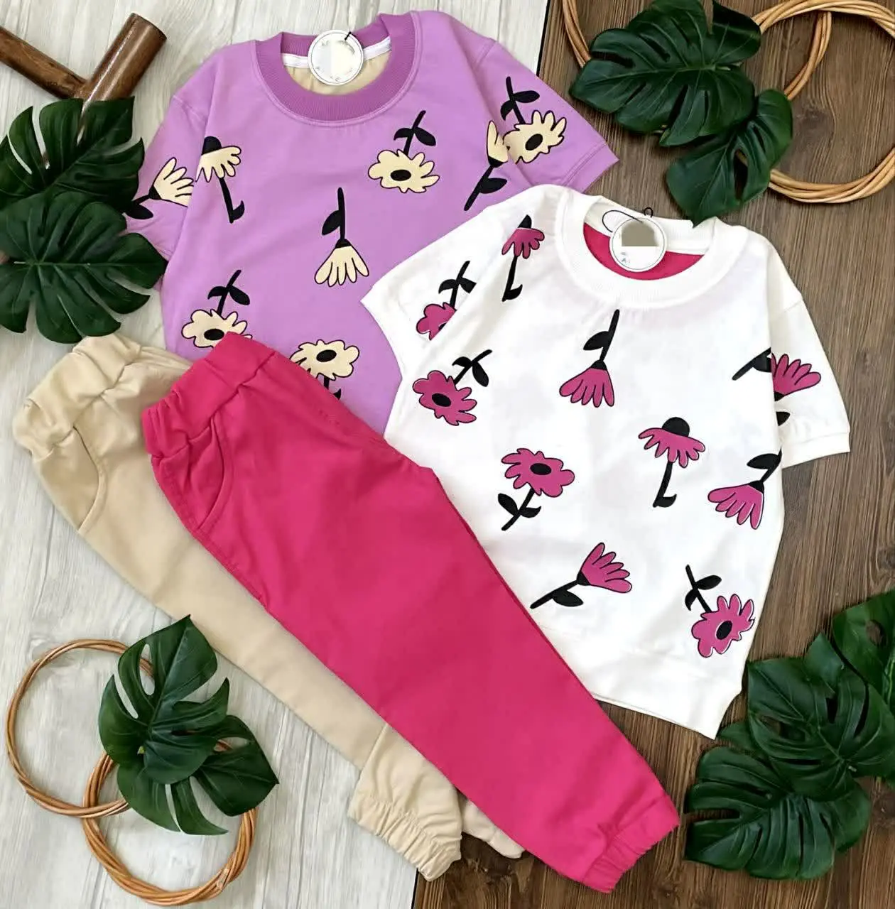 #تیشرت #شلوار #دخترانه طرح شاخه گل
