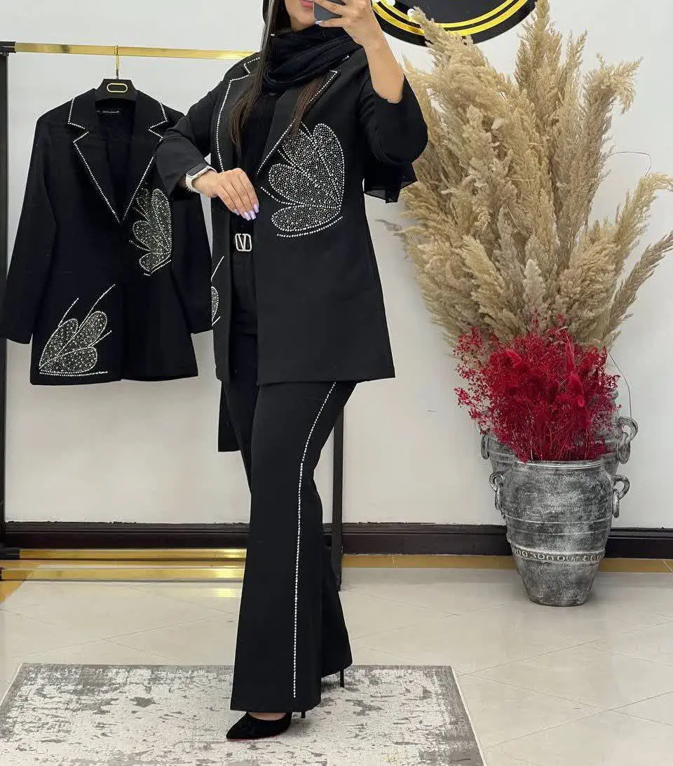 ست کت شلوار مجلسی طرح گل
