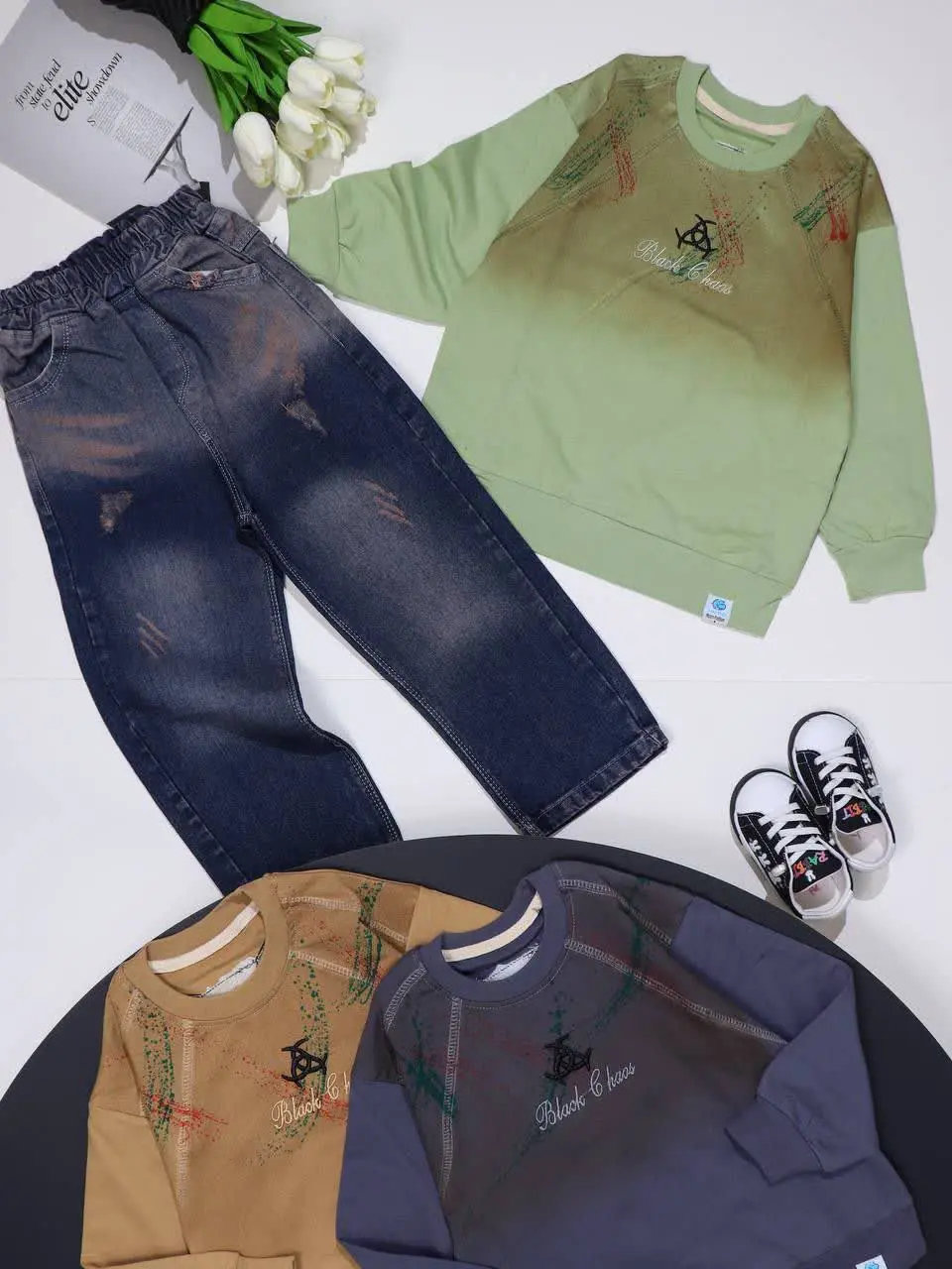 💎 پارچه پنبه با شلوار جین د...