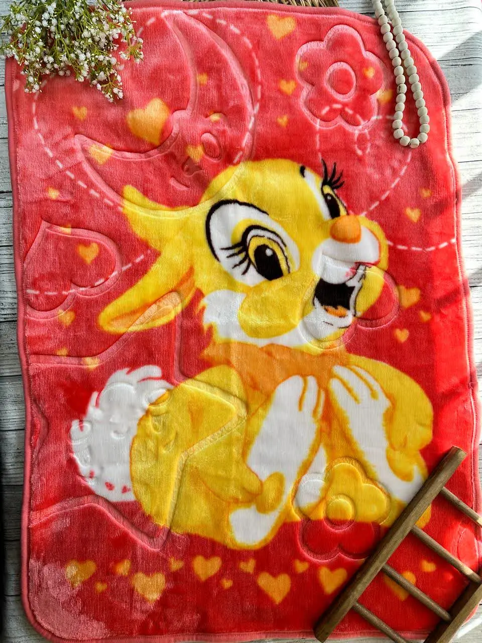 پتو زنبق طرح خرگوش گلبهی نوزادی و کودک کد ۲۹۰۱۲ 
