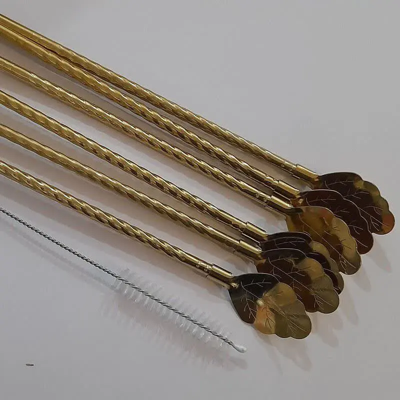 نی استیل قاشقی طلایی فرچه دار
