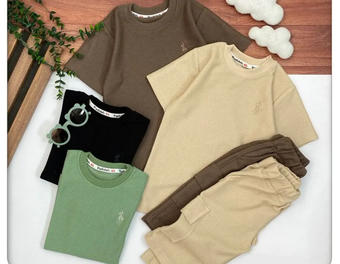 تیشرت شلوارک طرح حصیری 
