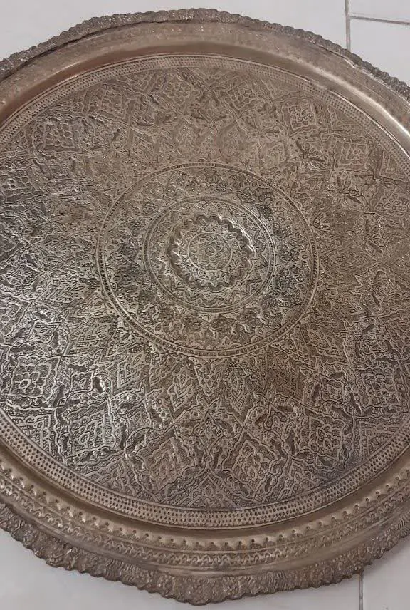 سینی مسی قلم کاری بسیار زیبا 
