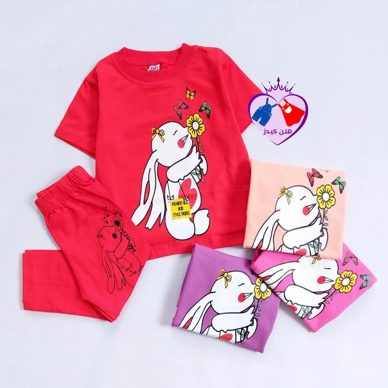 تیشرت شلوارک خرگوش و گل 😍
