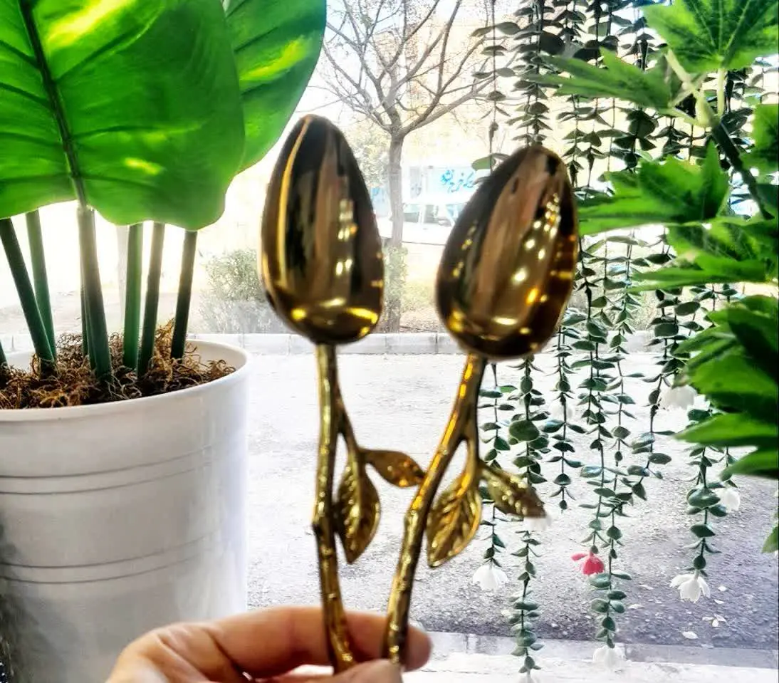 🌟قاشق آجیل استیل طلایی