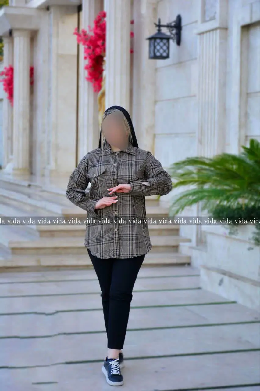 👚مانتو قواره دار چهارخانه