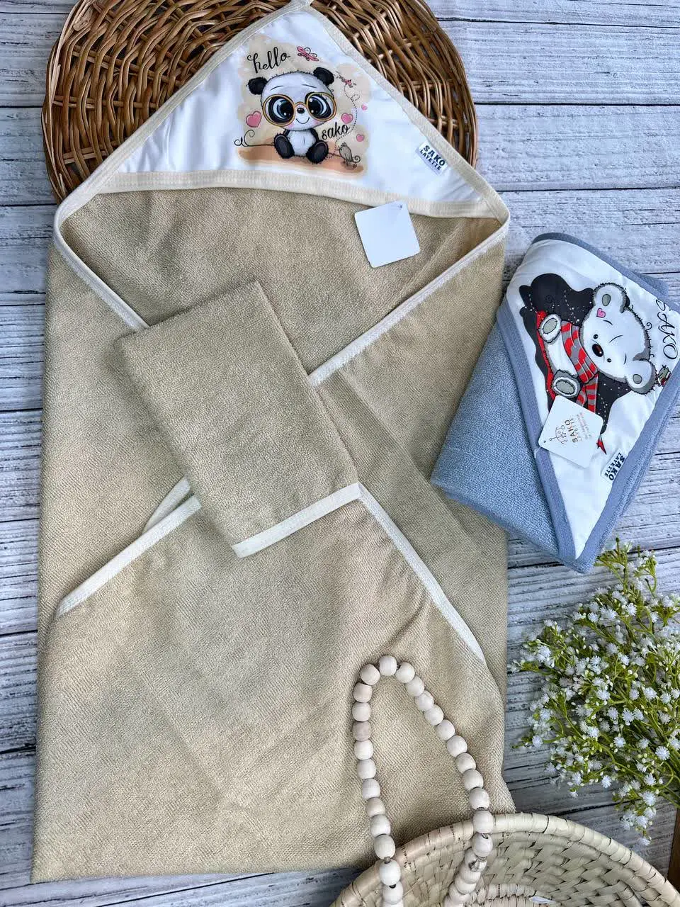 حوله دوتکه چاپ عروسکی نوزادی و کودک کد ۳۳۵۰۱۸ 
