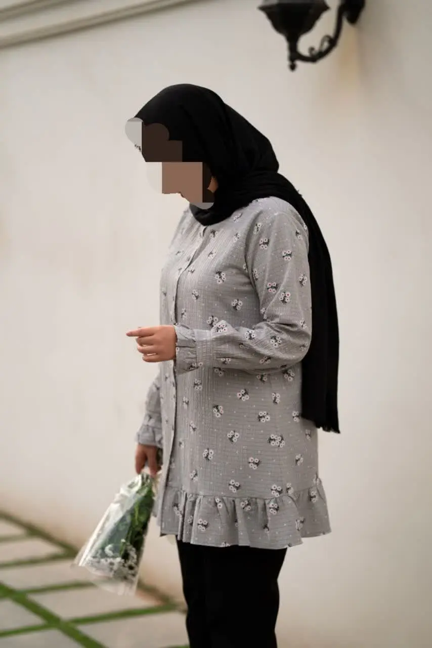 شومیز مانتویی صحرا رنگ طوسی😍
