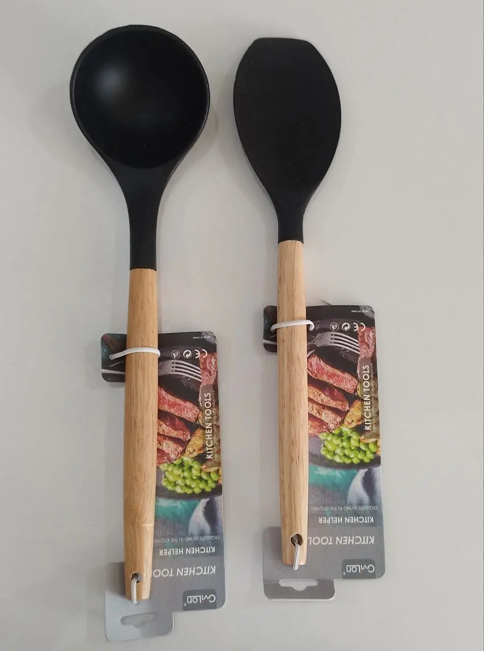 لیسک و ملاقه سیلیکونی دسته بامبو کیچن تولز 
