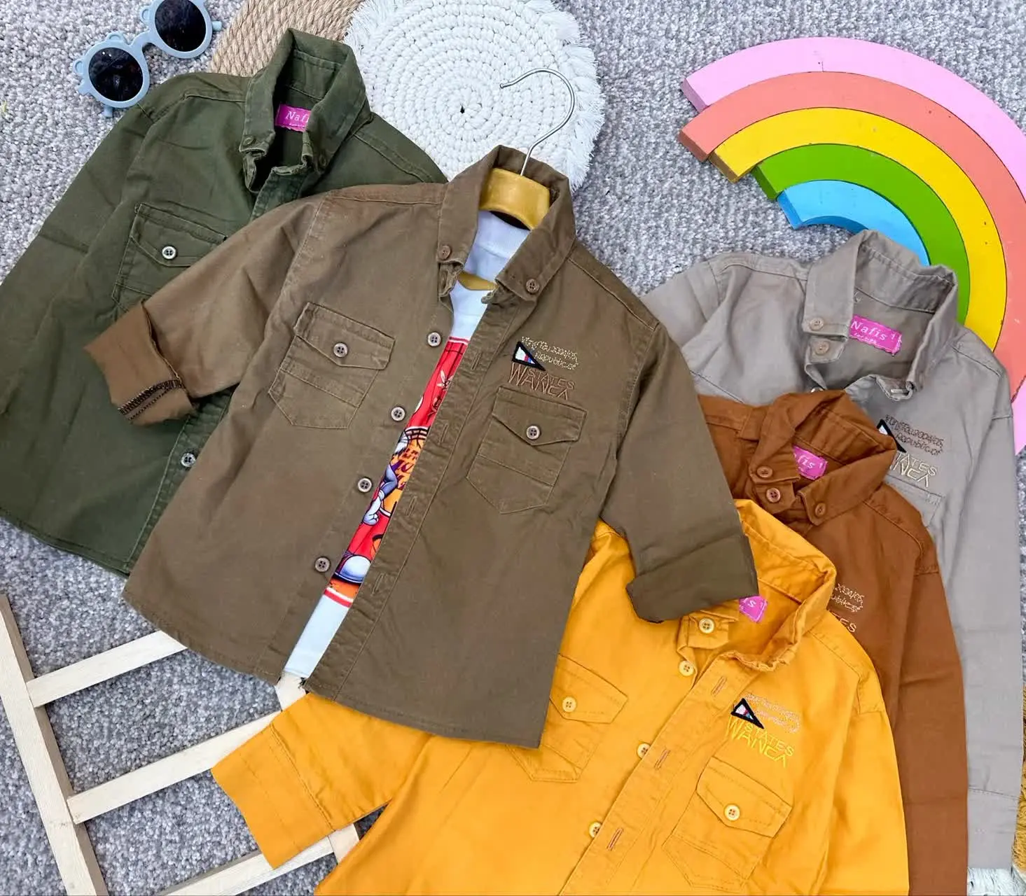 👫پیراهن پسرانه کتان رنگی سنگشور😍
