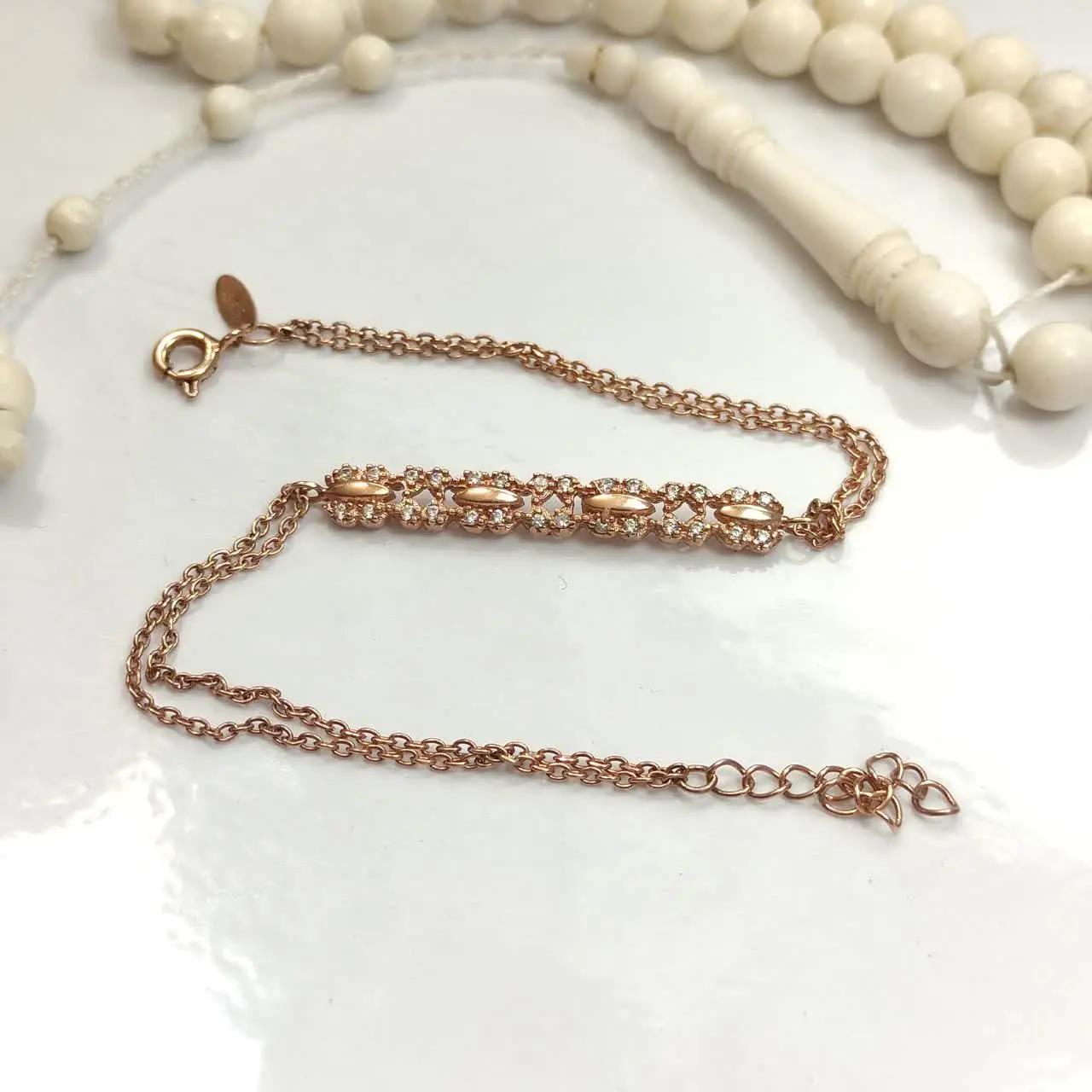 دستبند نقره زنانه مدل جواهری