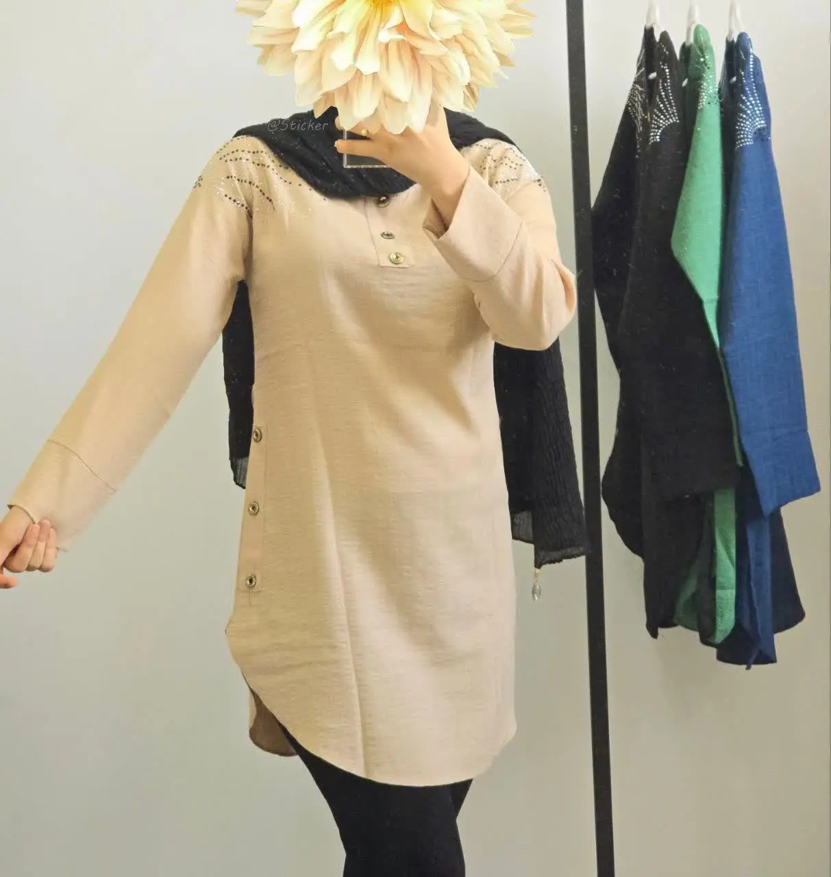 ✅ شومیز شانتون سرشانه نگین، 
