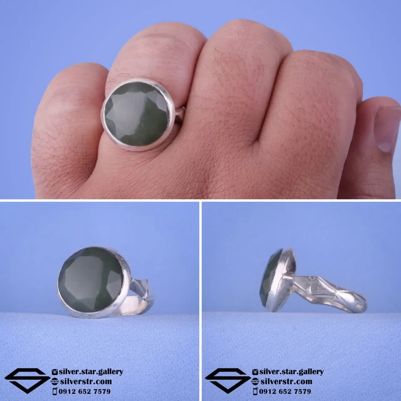 💎 انگشتر مردانه یشم یمنی دس...