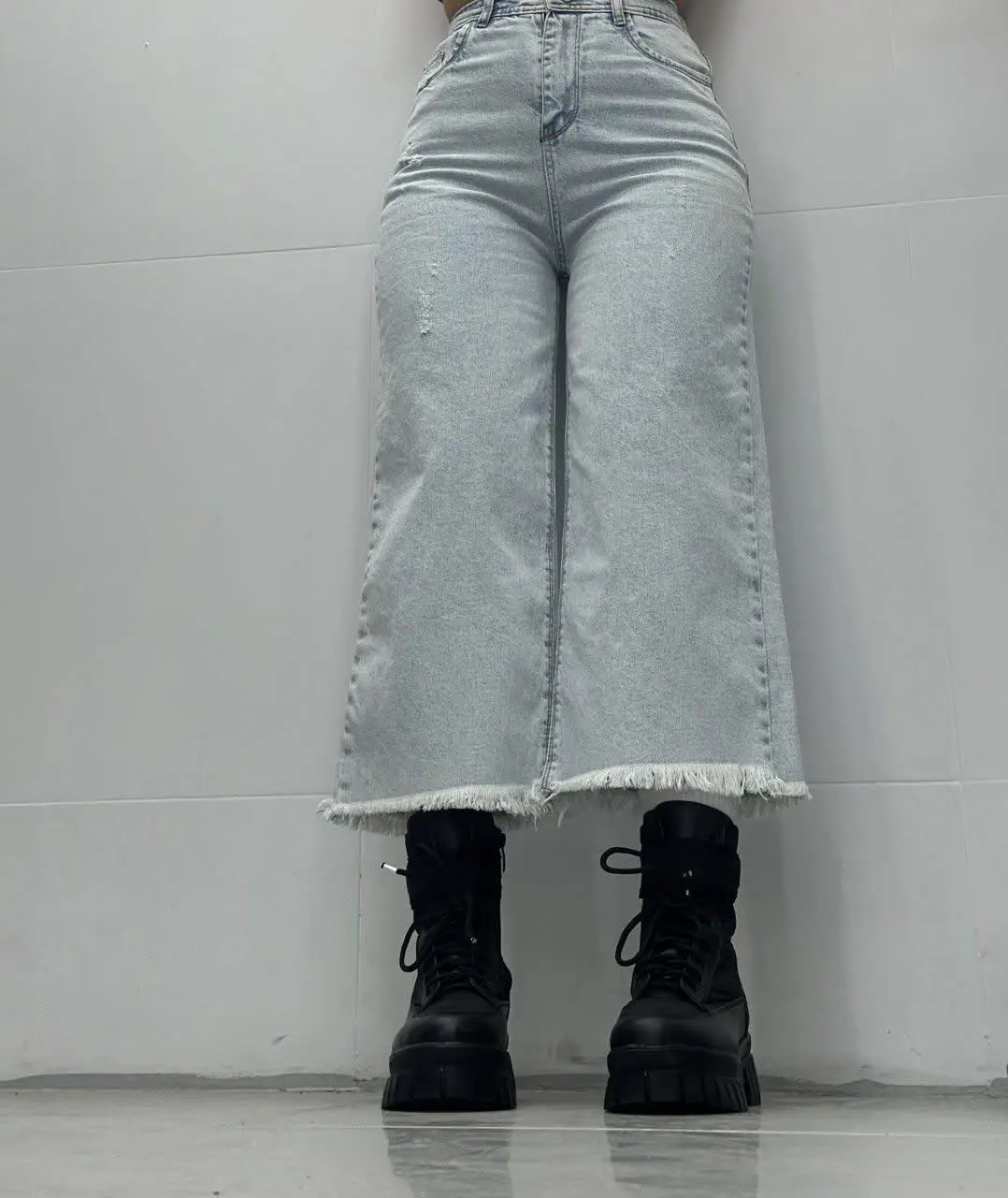 شلوار فول وایدلگ ریشدار و ساده
