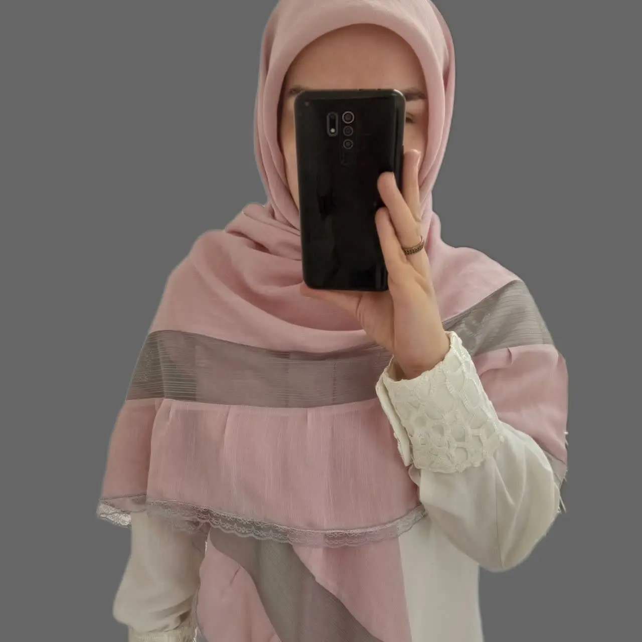 روسری صورتی طوسی 
