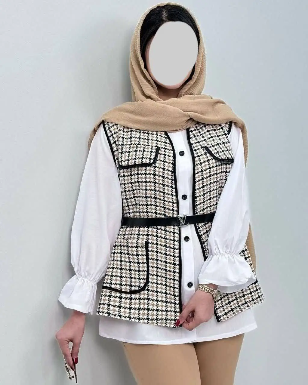 ❤️نام: ست سه تیکه شومیز وست و کمربند
