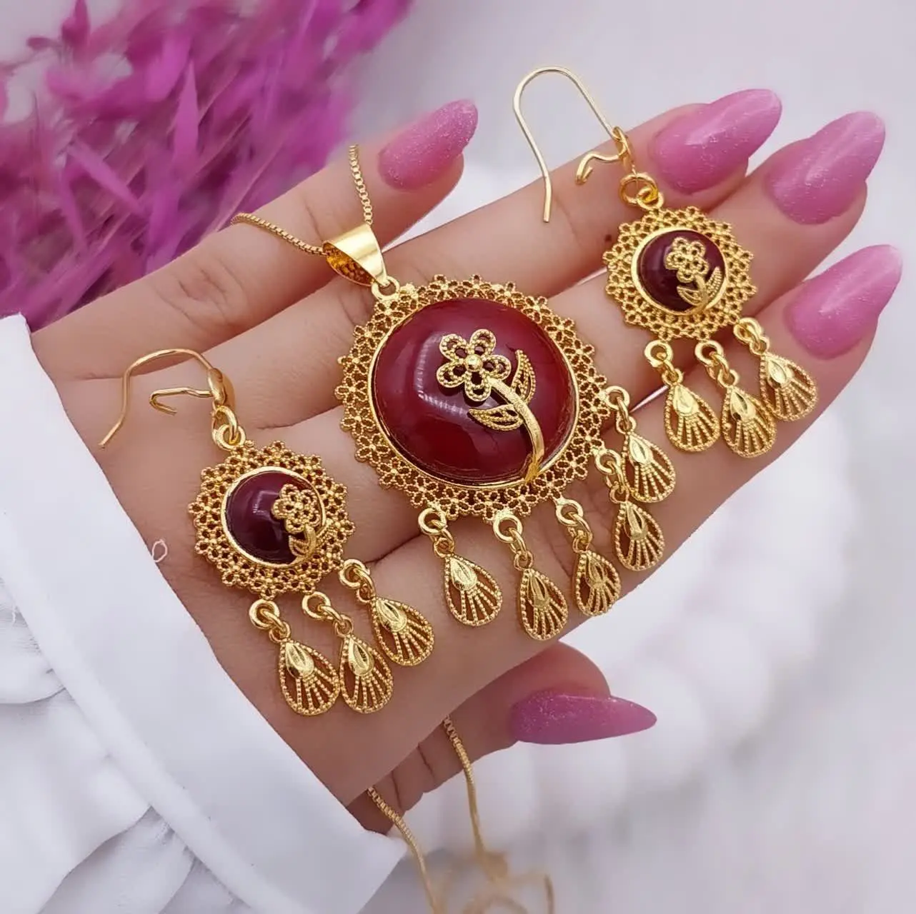 نیم ست سنگ اصلی عقیق جدید😍